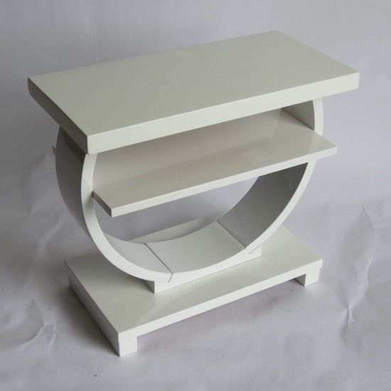 Pair of White Lacquer Modernage End Tables